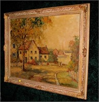 24" x 30" Oil on canvas, "Village in Maine,"