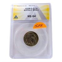 1938D/D Buffalo nickel MS64