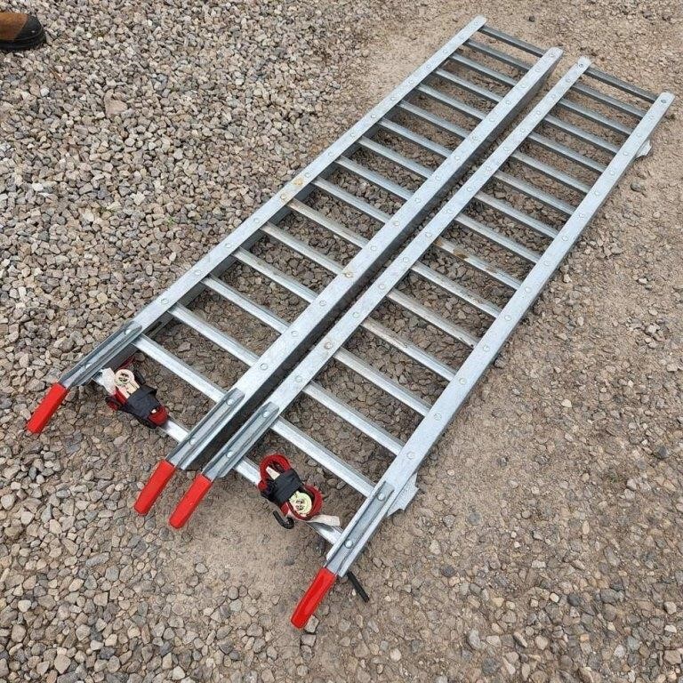 Pair of Galvanized Truck Ramps w/ Ratchets.