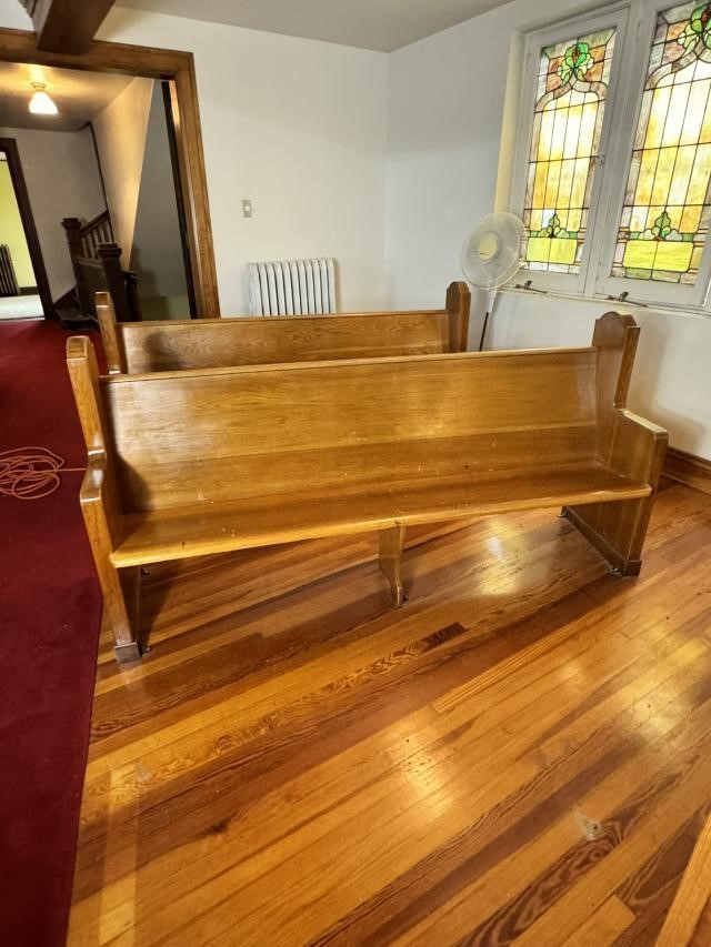 Vintage Wooden Church Pew #53 & #54  81 inches lon