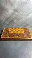 Vtg hand painted and carved eastern chess board