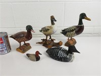 Collection de canards en bois, faite à la main