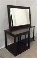 Beveled Mirror & Two Side Tables