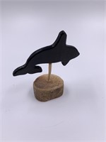 Polished baleen silhouette of an orca  on moose an