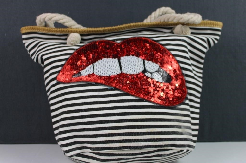 Striped Fabric Lip Bag 12 x 19