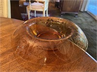 11" AMBER ETCHED GLASS CONSOLE BOWL
