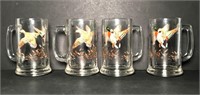 Hand Painted Duck Beer Mugs- Lot of 4