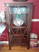 Mahogany China hutch with inlays. Has key! Approx