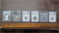 2018 .999 silver eagle +5 graded coins LOOK
