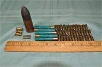 Ammo lot: antique 4"x1" rim fire mortar? Round, (5