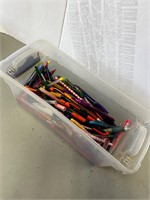 Tub full of pens