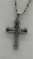 New Necklace W/ Cross Pendant W/ Black Inlay &