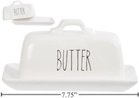 20$-Modern Ceramic Butter Dish, 7.25 inches, White