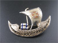 Ship Brooch/ Pin Hallmarked