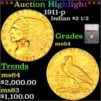 ***Auction Highlight*** 1911-p Gold Indian Quarter