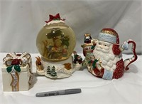 Musical Christmas Globe,  Tea Pot & Sugar Bowl