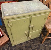 Small Green Painted Metal Ice Box