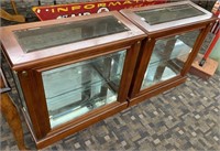 Pair Of Cherry Low Curio Cabinets