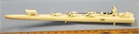 Approx. 20" long walrus tusk, mounted with carved