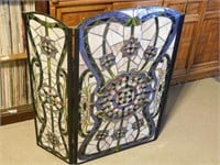 P729- Stained Glass Fireplace Screen