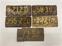 Group of 1950's NC License Plates