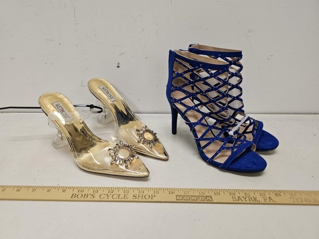 Wet Kiss Gold and Clear High Heels- Size 10- New