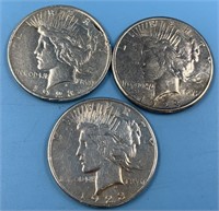 3 Peace dollars: 1923 S x2  1923 D       (33)