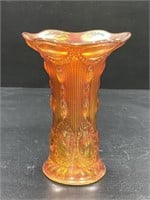 Vintage Marigold Carnival Glass Beaded Vase