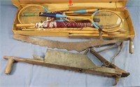 Vintage Tools & Badminton Set