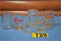 Asst'd Vintage Frostie Root Beer heavy glass mugs