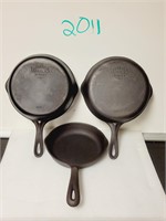 3 Wagner Ware Cast Iron Skillets