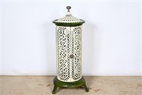 Antique French Cast Iron & Enamel Cathedral Stove