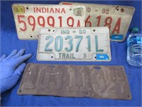 1927 indiana license plate & 3 other vintage ones
