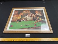 Framed Dogs Playing Pool Print