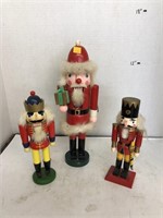 3cnt Nutcrackers - 1 Missing Wooden Piece on Back