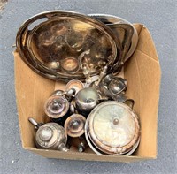 Box Full of Silver Plate & Weighted Sterling