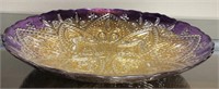 Gorgeous Large Purple & Gold Glass Decorative Bowl