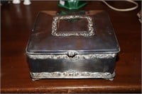 Silver plate jewelry/trinket box containing