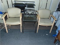 (2) Lobby Chairs and Side Table