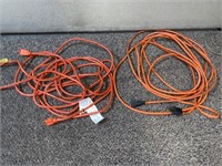 Two extension cords, network cable.