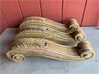 3 solid wood carved corbel style pieces