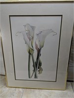 Lyn Snow Framed/Hand-Signed Calla Lily Litho