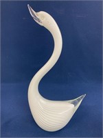 Vintage Murano Art Glass White and Clear Swan, no