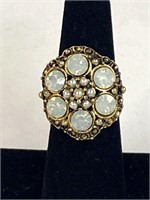 Vintage Costume Jewelry Ring with Opal and