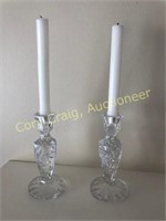 Sterling silver and crystal candle holders
