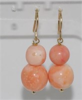 Italian rose coral bead earrings