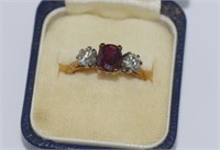 18ct two tone gold, ruby (1.51ct) & diamond ring