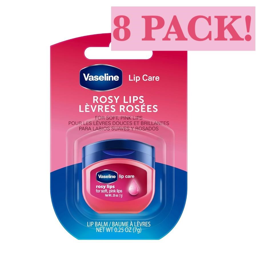 8 PACK Vaseline Rosy Lips Lip Therapy Mini Tubs