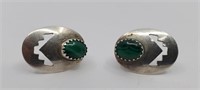 Vintage Navajo Malachite Sterling Silver Earrings