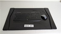 DESK PAD WITH LOGITECH CORDLESS KEYBOARD AND MOUSE